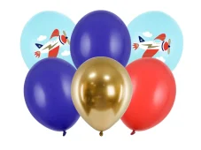 PARTYDECO | Nafukovacie balóniky | Lietadla 30cm, mix 6ks
