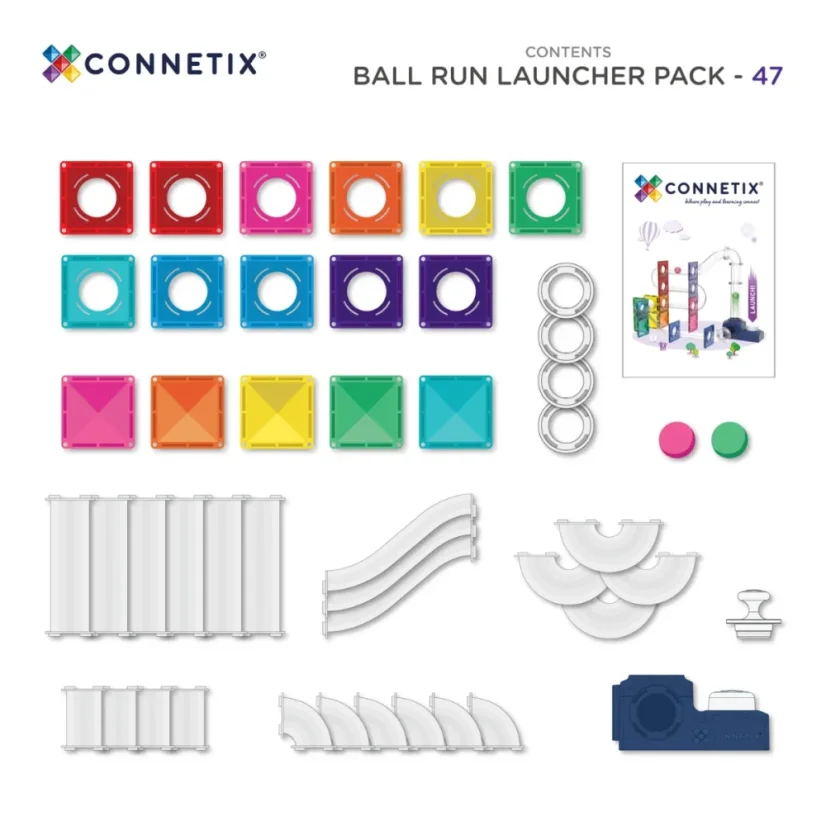 Connetix Tiles | rozširovacia sada | guličková dráha s odpaľovačom | 47 ks
