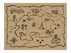 PARTYDECO | Párty prostírání | Pirátská mapa 40x30 cm, 5ks