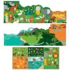 Petit Collage | Opätovne použiteľné samolepky so scénou | Môj svet zvierat