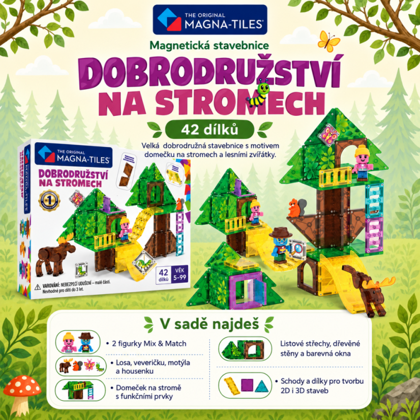 MAGNA-TILES | Magnetická stavebnice Treetop Adventure | 42 dílů
