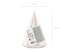 PARTYDECO | Párty klobúčiky | svetlo ružové, 16 cm, mix 6ks