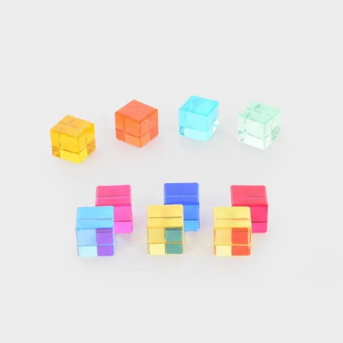 TickiT Farebné krištáľové kocky so zrkadlovým podnosom