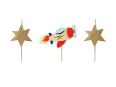 PARTYDECO | Sviečky na narodeninovú tortu | Lietadla, 4,5-5 cm, mix 3ks