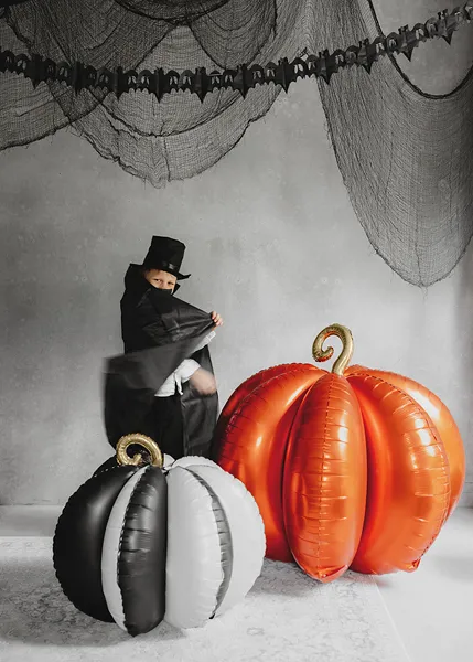 PARTYDECO Fóliový balónek 3D Dýně, 90x90 cm, oranžový