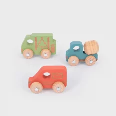 TickiT Farebné drevené autíčka - Služební vozy - 3 ks