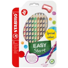 STABILO EASY colors L pro leváky sada 12 kusů s ořezávátkem