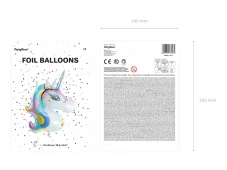 PARTYDECO | Nafukovací fóliový balón | Jednorožec 73x90 cm, mix