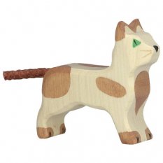 Holztiger - Strakatá hnědá kočička – dřevěné zvířátko