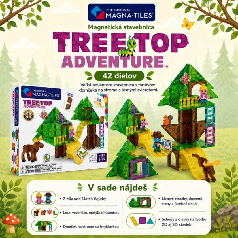 MAGNA-TILES | Magnetická stavebnice Treetop Adventure | 42 dílů