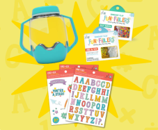 Glo Pals, Senzorická sada ABC, lahev s kouzelnými doplňky a samolepkami