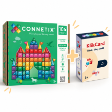 Connetix Tiles 104 kusov + KlikCard Stavebné karty | sada