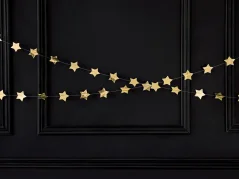 PARTYDECO Girlanda hviezdy, zlatá 3,6 m