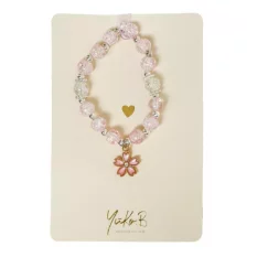 YuKo B. - Náramek perlový Květina Růžový