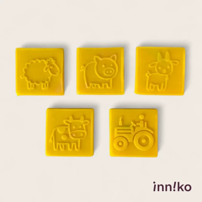 Inniko | Obtiskovací kostka s válečkem 2v1 | Farma