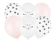 PARTYDECO Nafukovací balónky Kočka 30cm, mix 6ks