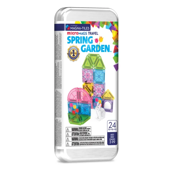 Magna Tiles | Magnetická stavebnice microMAGS | Spring Garden | Cestovní sada 24 dílů