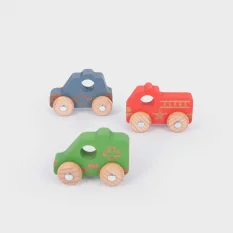 TickiT Farebné drevené autíčka - Záchranári - 3 ks