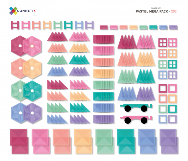 Connetix Tiles - 202 kusů Pastelová