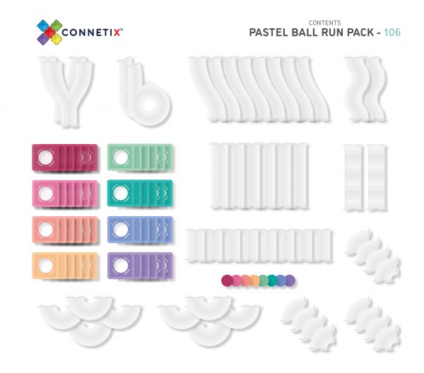Connetix Tiles | kuličková dráha | 106 kusů PASTELOVÁ