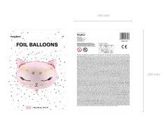 PARTYDECO Nafukovací fóliový balón Kočka, 48x39cm, mi