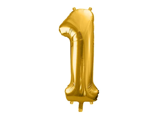 PARTYDECO balón narozeninové číslo 1 - Barva: zlatá