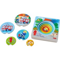 Haba | Drevené vkladacie viacvrstvové puzzle | Hasiči