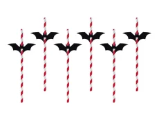 PARTYDECO Párty brčka Netopýr, 19.5 cm, mix 6ks