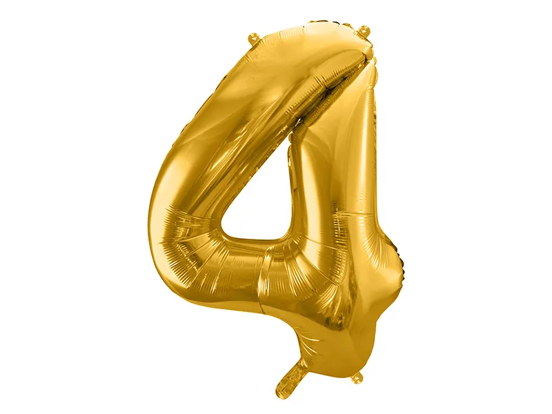PARTYDECO balón narozeninové číslo 4 - Barva: zlatá