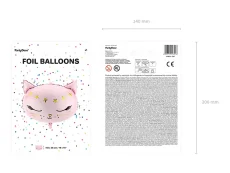 PARTYDECO | Nafukovací fóliový balón | Kočka, 48x39cm, mi