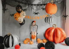 PARTYDECO Fóliový balón stojaci 3D tekvica, 90x90 cm, oranžový