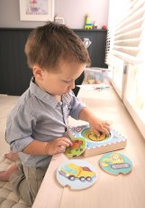 Haba Dřevěné vkládací vícevrstvé puzzle Stavební stroje