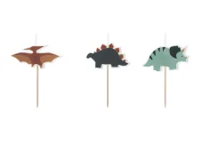 PARTYDECO | Sviečky na narodeninovú tortu | Dinosaury, 3 cm, mix 3ks
