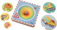 Haba | Drevené vkladacie viacvrstvové puzzle | Stavebné stroje