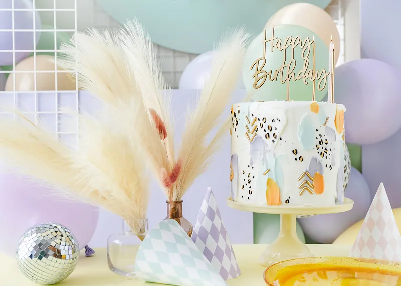 PARTYDECO | Zapichovací dekorace na dort | HAPPY BIRTHDAY, 16.5cm